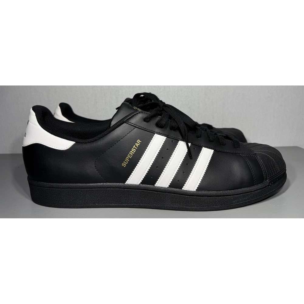 Adidas Superstar Shoes Mens Size 20 Black White Leather Shell Toe B27140 Classic - Picture 3 of 11